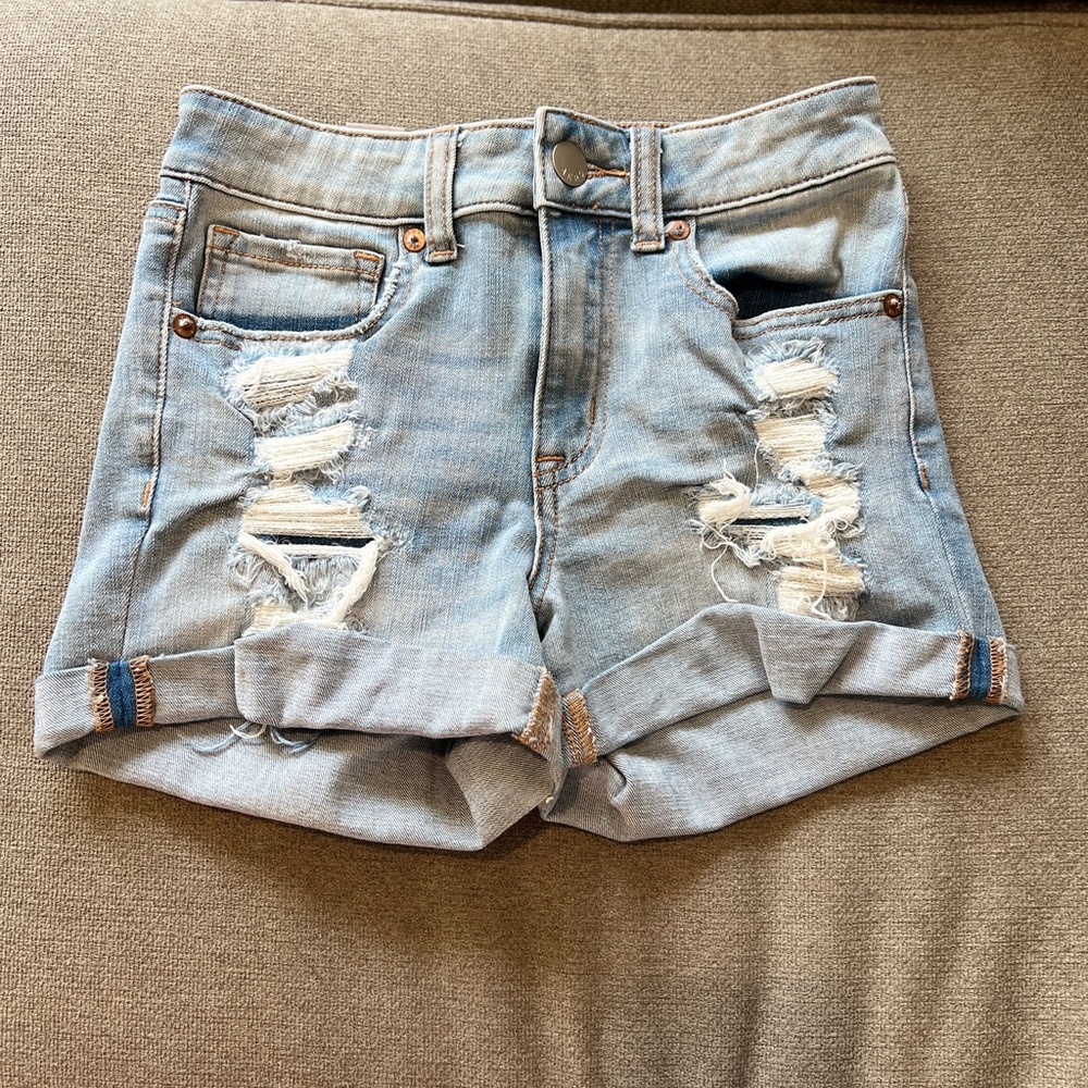 Aeropostale Blue Jean Shorts Distressed1